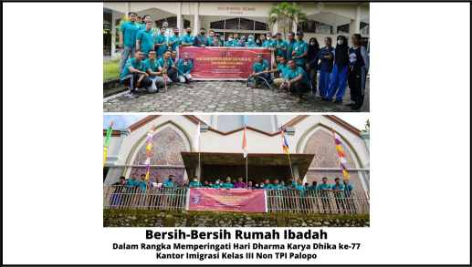 PEGAWAI IMIGRASI PALOPO BERSAMA-SAMA BERGOTONG ROYONG MEMBERSIHKAN TEMPAT IBADAH DI KOTA PALOPO